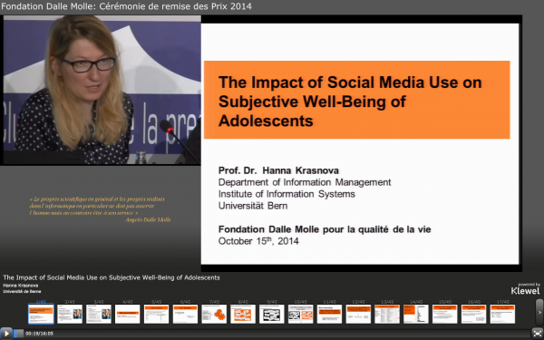 The Impact of Social Media Use on Subjective Well-Being of Adolescents Hanna Krasnova, Université de Berne